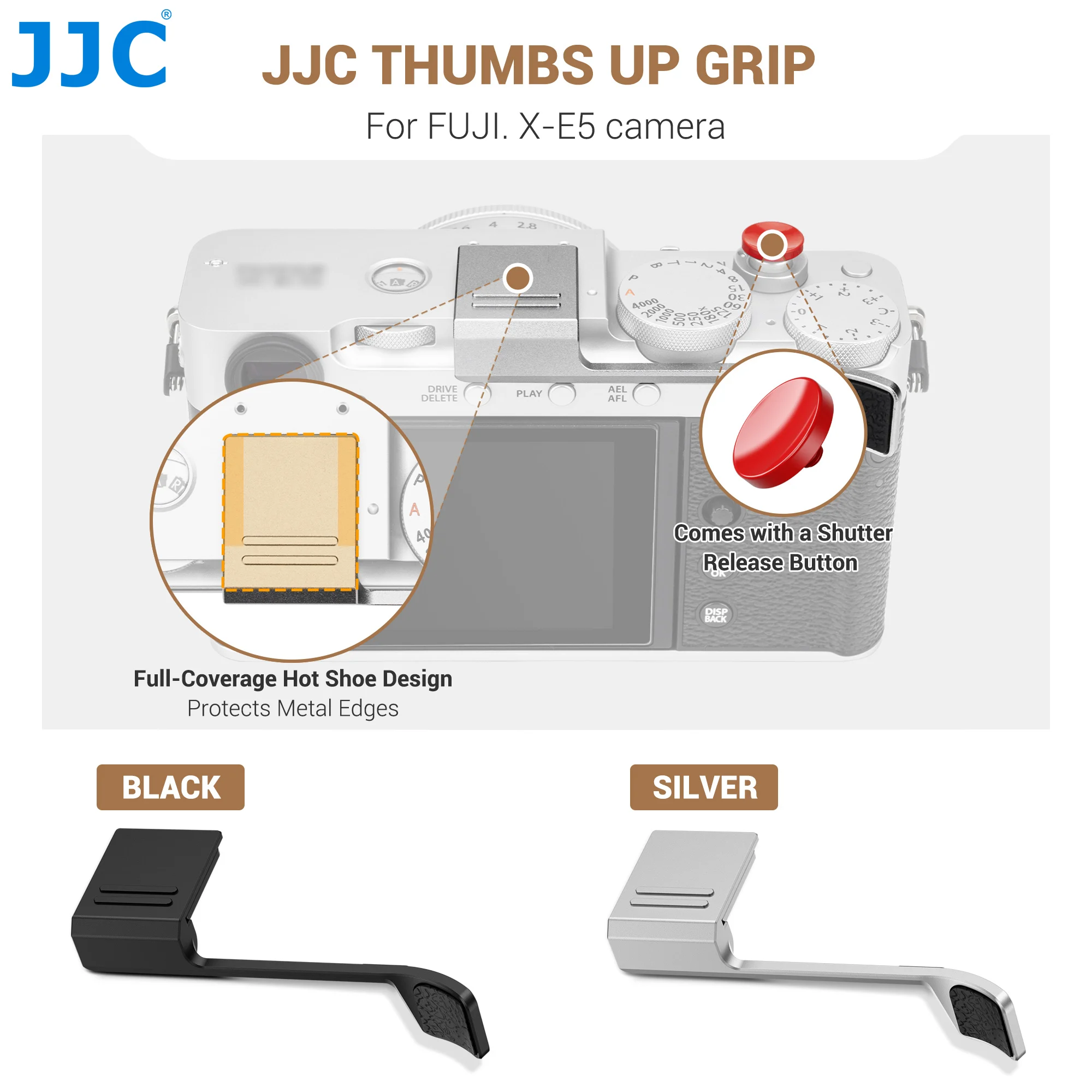 JJC 메탈 카메라 엄지 그립 엄지 받침대 후지필름 X-E5 카메라 그립 셔터 ..