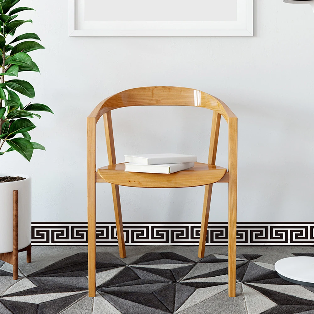 מדבקות גבול קיר נשלפות עמידות במים עצמיות עם דוגמת גיאומטריה לקווים במותן לקישוט הבית