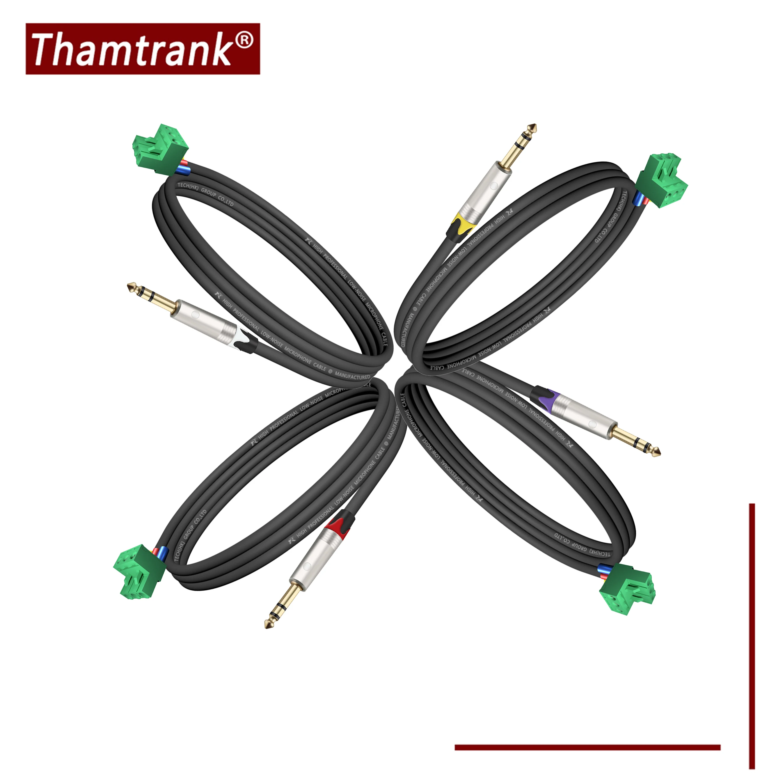 Professionelles 1/4-Zoll-TRS-Stereo-auf-3-Pin-Phoenix-Klemmenblock-Kabel, schwarzer Anschlussanschluss, für Audiosysteme und Übertragungsgeräte