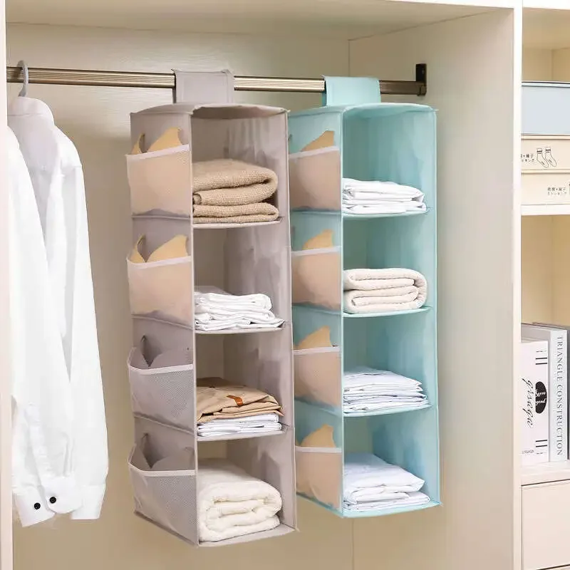 Description Picture 2 of itemNon-woven Washable Wardrobe Multi-layer Folding Hanging Bra Storage Bag Underwear Socks Clothes Storage Organizer Hanging Bag