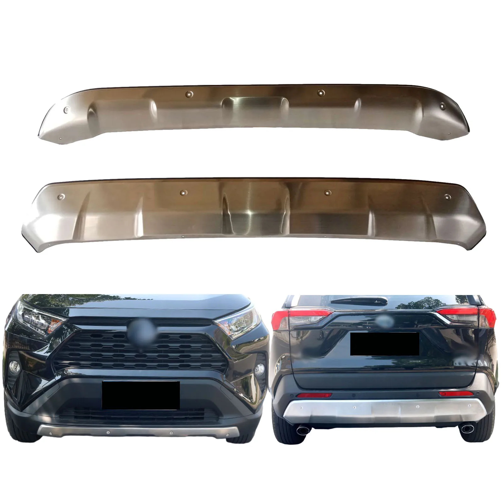 

Front and Rear Bumper Guard Plates Fit for Toyota RAV4 2019-2022 RAV4 Stainless Steel Bumper Guards and Bumper Cover Trims