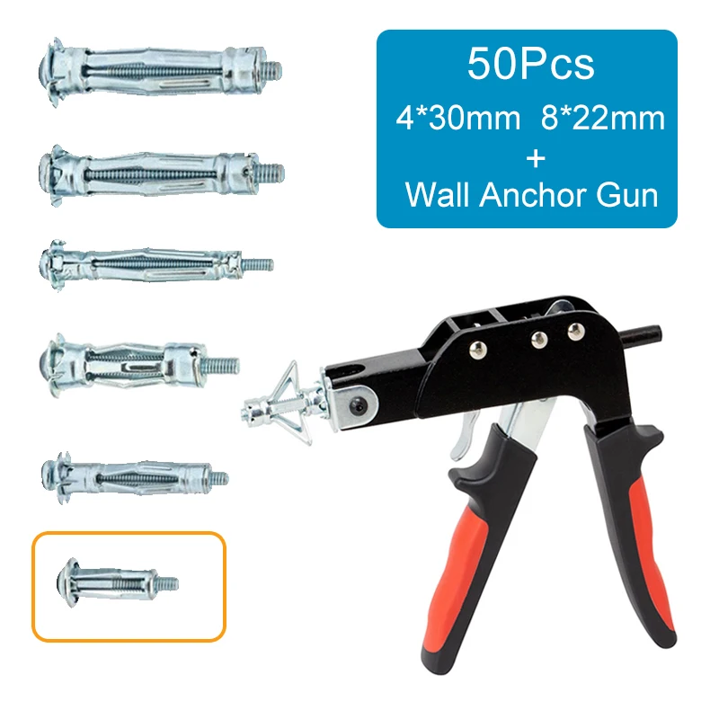 Hollow Drive Wall Anchor Setting Tool with Molly Bolt Screws Kit Heavy Duty Anchor Gun for Cavity Anchor Plasterboard Fixing