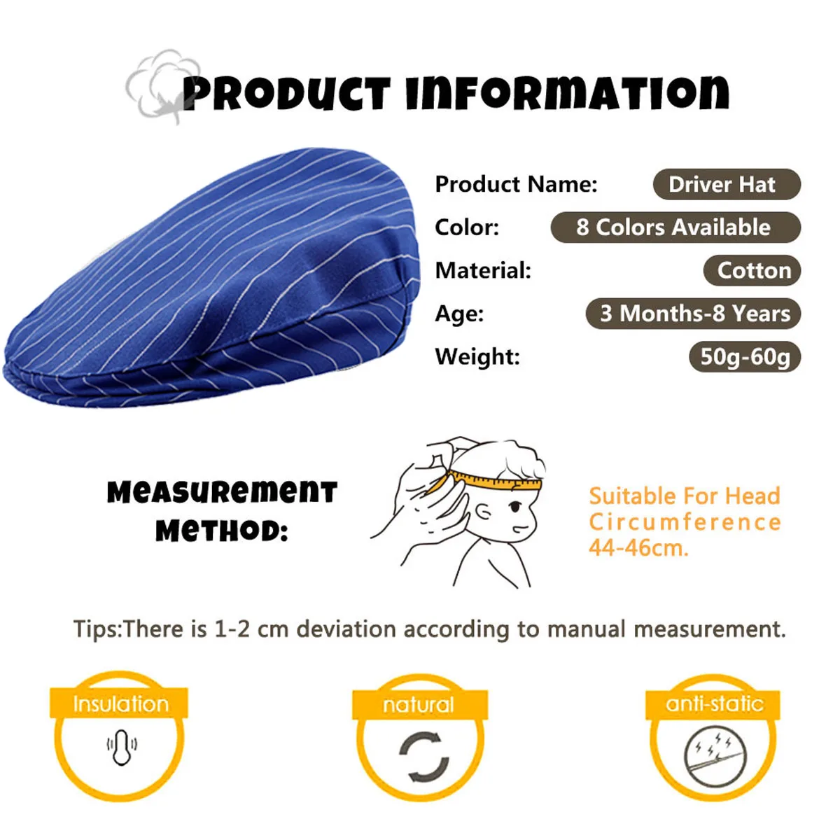 Baptism Hat for Baby Boy Newborn Christening White Cap Toddler Suit Flat Headgear Kids Wedding Vintage Soft Lining Accessories