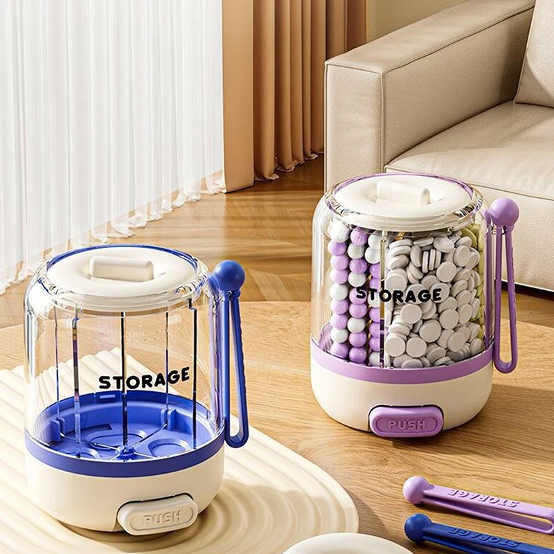 Round Pill Box 4-compartment Pill Case Drug Dispense Mini Portable Daily Medicine Box Organizer Case Tablet Storage Container