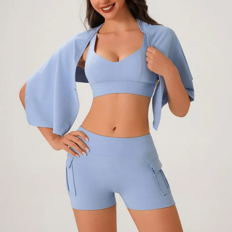 DK061+PQ061 Summer New Sports Short Skirt Women High Waist Pocket Tennis Yoga Skirt Fitness Tight Quick Drying Short