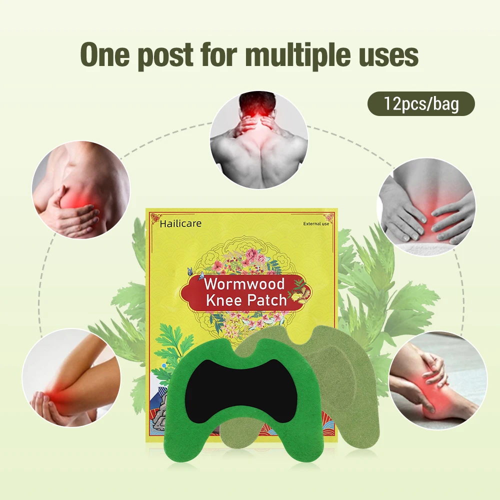 12pcs Wormwood Knee Patch Pain Relieving Herb Sticker Health-Care Paste for Sports Joint Injuries Lumbar Vertebrae Relieve Pain varicose veins patch