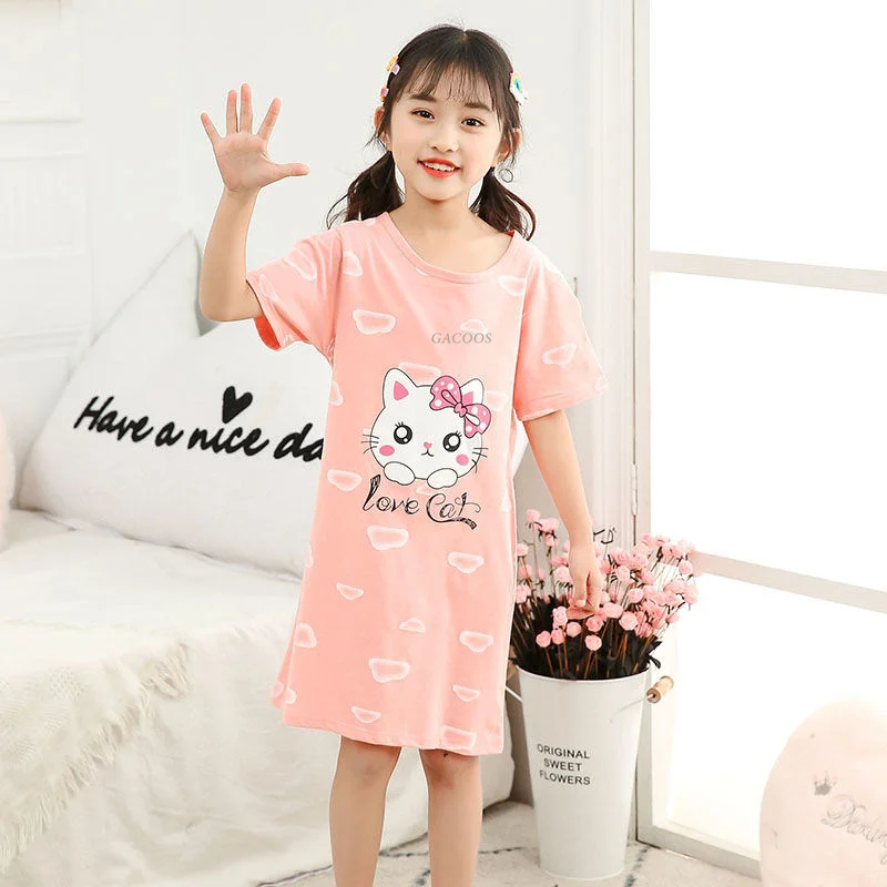 Nightgown Girls Cotton Summer Pajamas Nightgown For Girls Kids