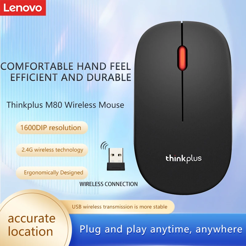 Mouse Lenovo Thinkplus M80 Wireless Mouse Bluetooth Office Black