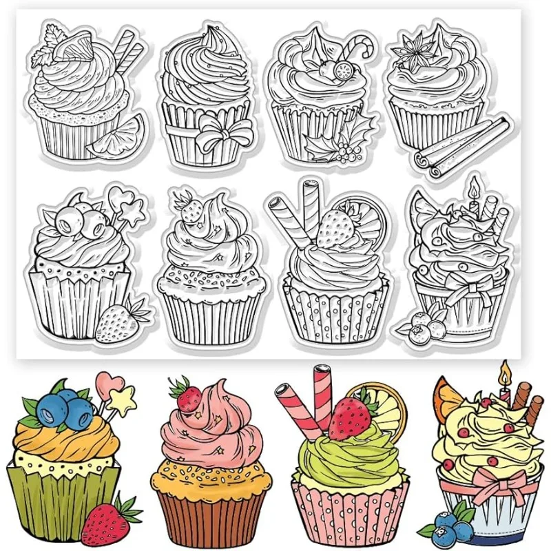 Clear Stamps 1pc Cupcake Decorative Silicone for Card Making and Photo Album Decor
