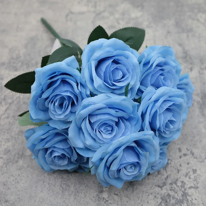 Teste Di Fiori Artificiali Blu, Set Di Rose E Peonie In Seta - Perfette Per Decorazioni Matrimonio, Casa E Fai Da Te - 2
