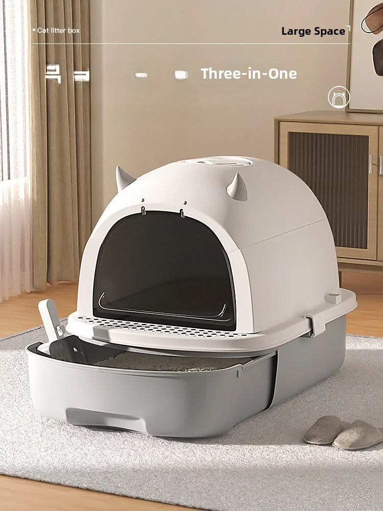 Large Size  Litter Box Semi-Closed Der pe Odor Control  Toilet for Kittens Home Daily Use Activated Carbon Filter