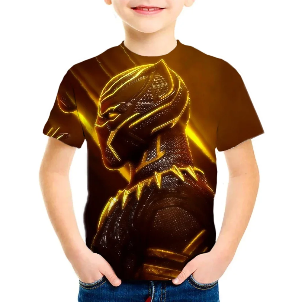 New Kids Summer Cartoon Black Panther 3D T-shirts Girls Boys Cool Clothes Young Children Tshirt Fashion Short Sleeve Tops 4