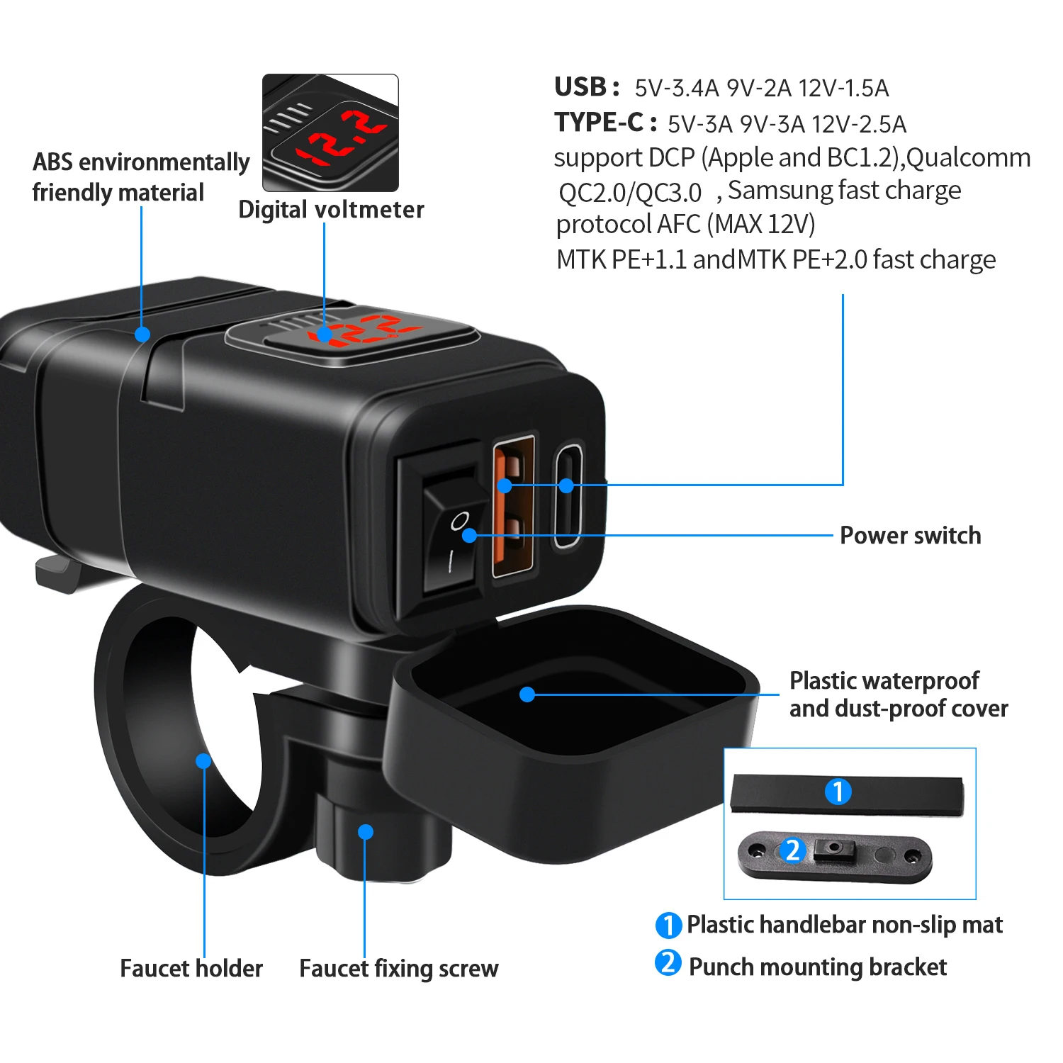 Dual USB, Medidor de exibição de tensão