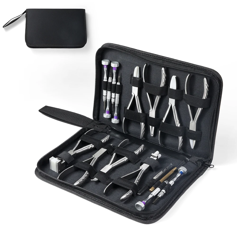 Reparaturzange für optische Brillen, Schraubendreher, Pinzette, Drahthaken-Set, Brillenwartung, Handwerkzeug-Set, Nylontasche – Detail 1