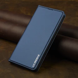 Premium Business Flip Leather Magnetic Phone Wallet Cover for Redmi Note 13Pro 4G (Blue)