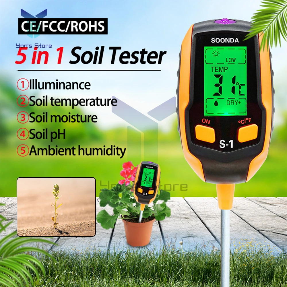 Soil Moisture Sensor Meter Detector Metal Probe Gardening Plant Flower