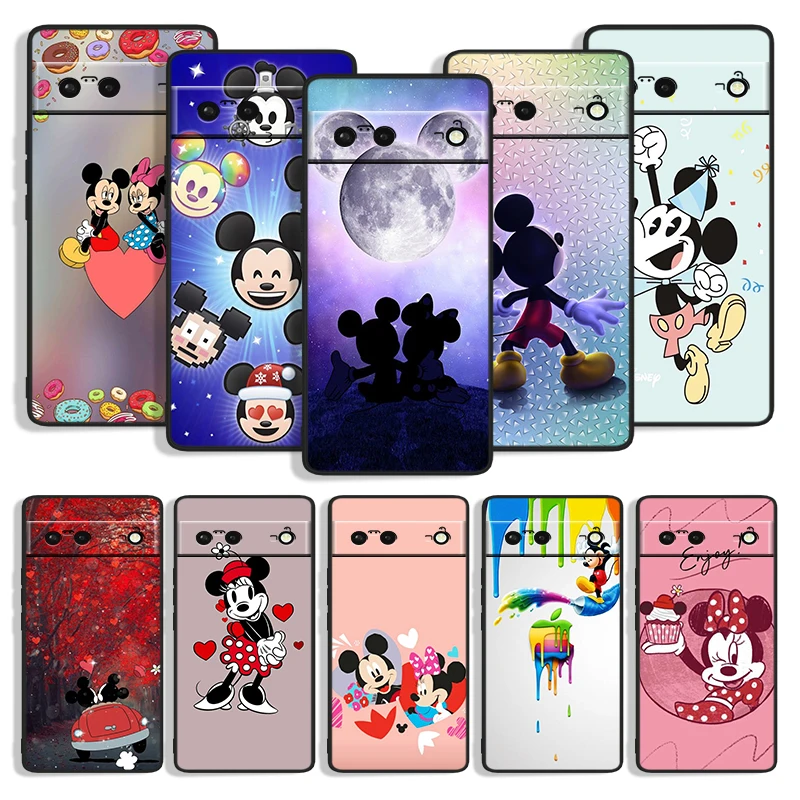 

MicMickey Mouse Cute Smart Shockproof Cover for Google Pixel 7 6a 6 5a 5 4 4A XL 5G Black Phone Case Soft Fundas Coque