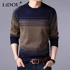 Autumn Winter Casual Loose Vintage Striped Sweaters Man Long Sleeve All Match Pullover Male Keep Warm Fashion Gentmen Clothes 1