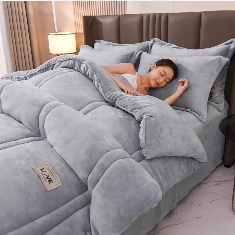 

Thicken Lamb Double-Faced Velvet Quilt Super Warm Winter Comforter Home Hotel Single Double Luxury Blanket Soft Quilt Duvets