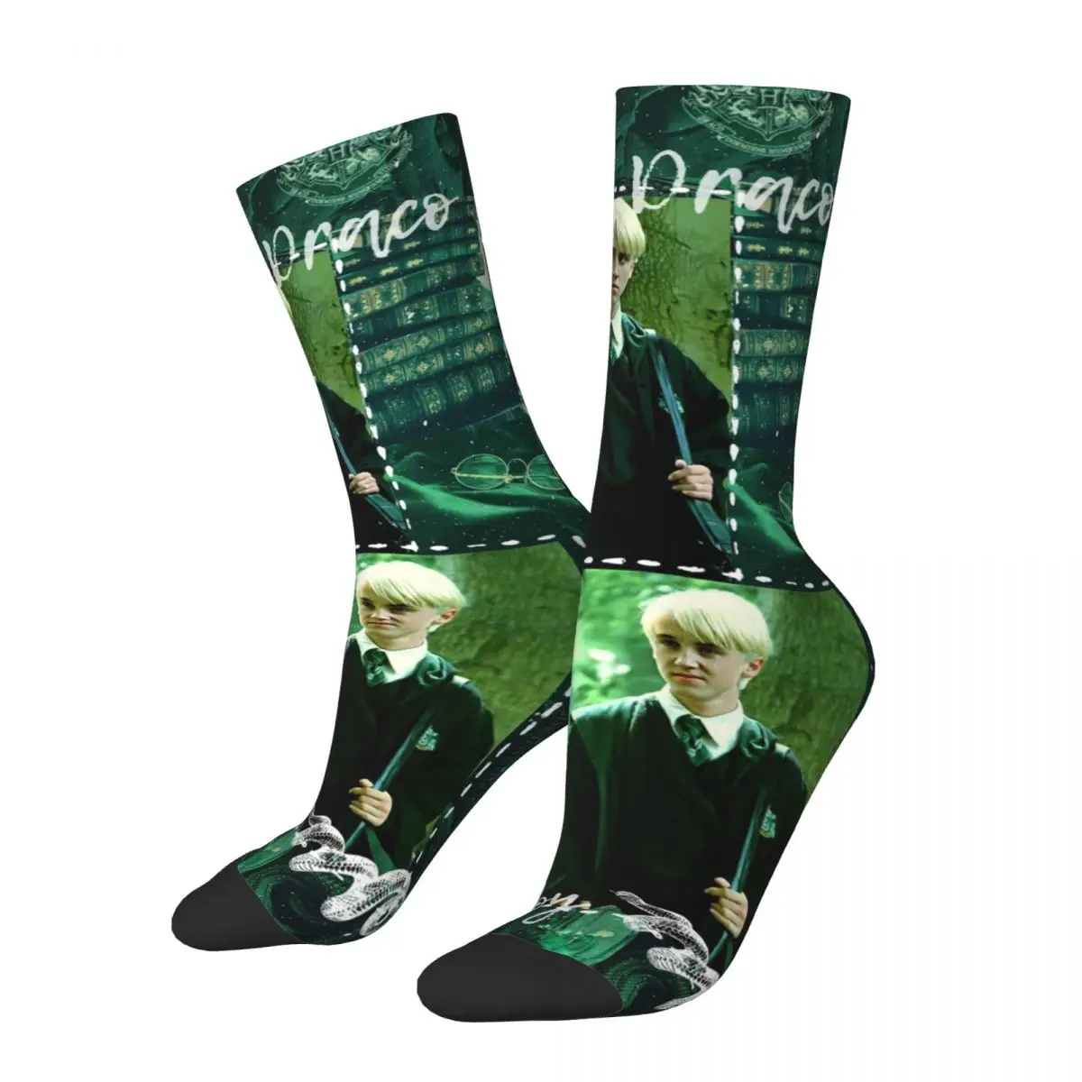 

Hip-hop Draco Malfoy Skateboard Socks Cartoon Tom Felton Actor Polyester Middle Tube Socks for Unisex