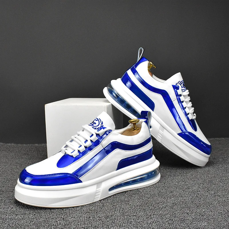 

Мужские модные туфли из натуральной кожи в Корейском стиле, оксфорды на шнуровке, кроссовки с воздушной подушкой, обувь на плоской платформе для выпускного вечера