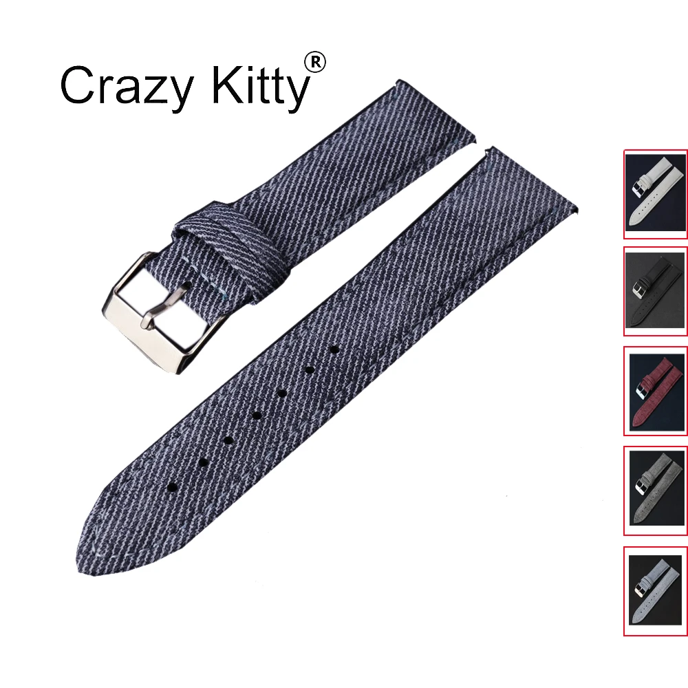 Genuine Leather Cowboy-Style Quick Release Watch Strap - Fabric Accent
