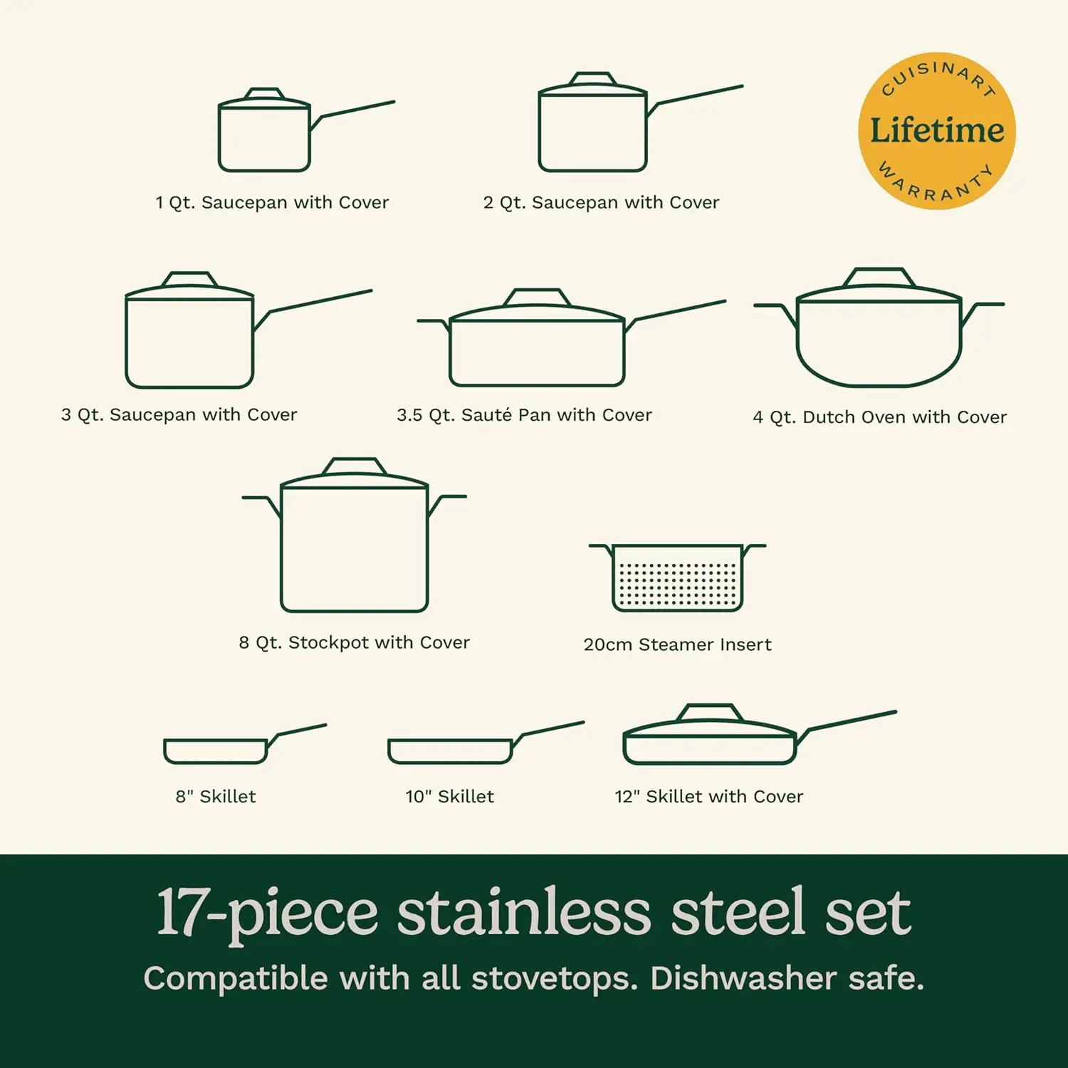 Cookware Set, Chef's Classic Steel Collection 77-17N