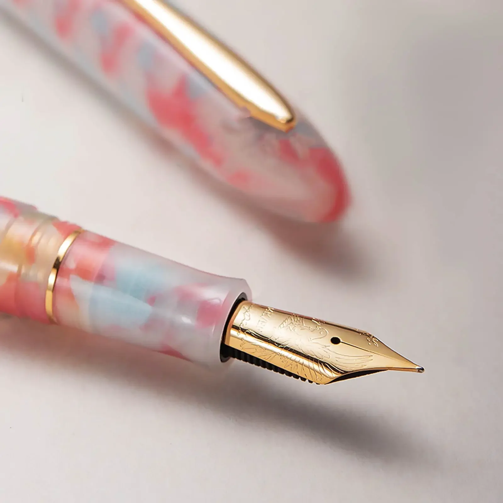 Hongdian N9 아크릴 만년필, 아름다운 Yunhai 시리즈, 14K 펜촉, 필기 잉크 펜, 서예 절묘한 비즈니스 선물 펜