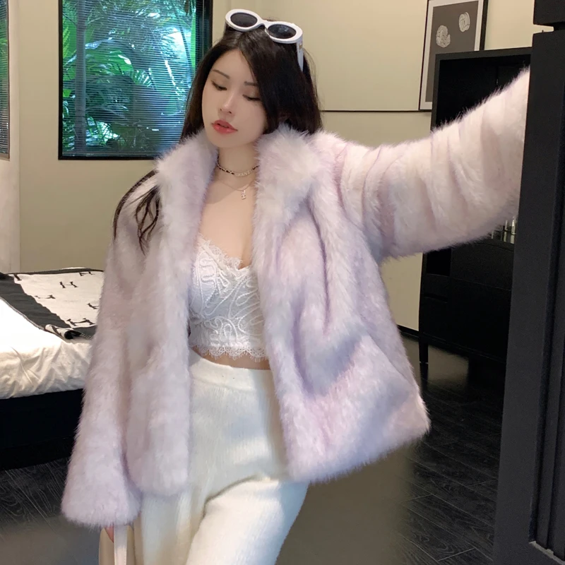 Winter Fashion Faux Fur Coat Women Long Sleeves New Arrials Environmental Friendly Fur Coats for Korean Lady