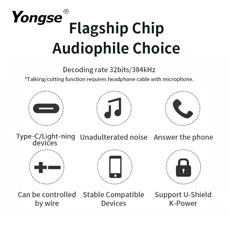 YONGSE Y01 typec light-ning na 3.5mm/4.4mm čipem CX31993 CX31988 C100 sluchátko amplifie digitální dekodér kabel OTG DAC adaptér