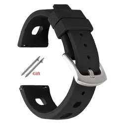 Tropical Breeze Silicone Watch Strap - Soft, Breathable, Quick Release Wristband - 20mm (Black)