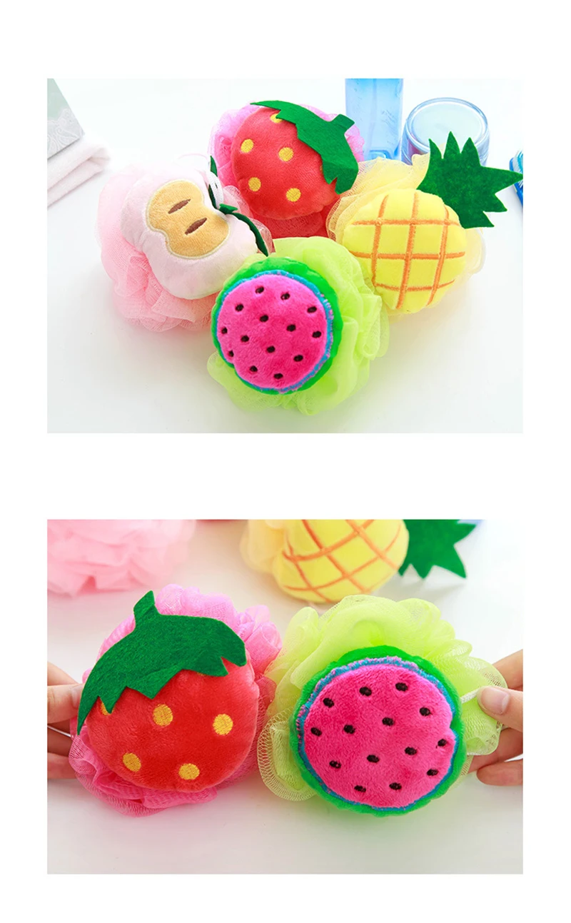 Description Picture 2 of itemFruit Shaped Shower Ball Soft Large Size Bathing Foam Bath Sponge Exfoliating Body Scrub Cleaning Care Tool Bathing Accessories