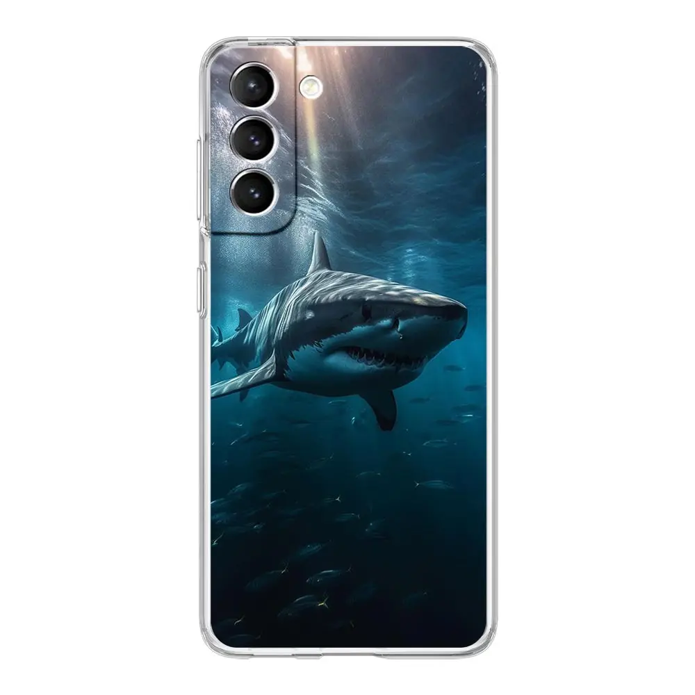 Ocean Whale Shark Swim Design Soft Clear Phone Case