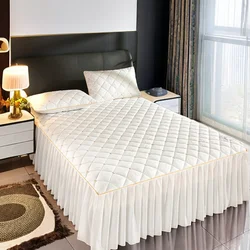 Luxury Thicken Pink Quilted Bed Spread Queen Size Nordic High Quality Pleated Edge Bedspread on The Bed Embroidery Bedspreads