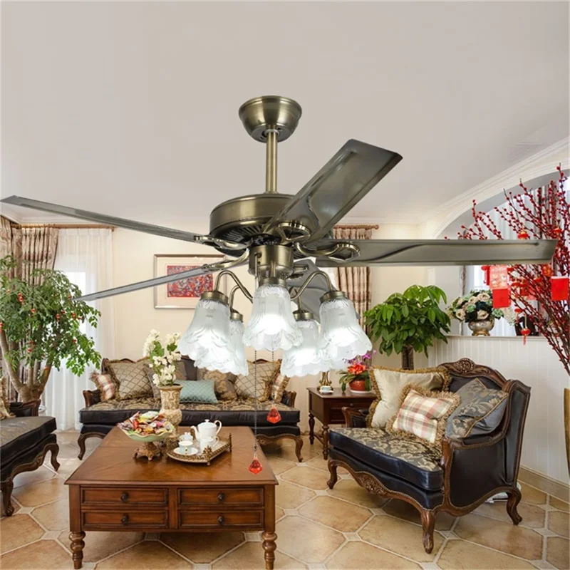 SOFEINA Classical Ceiling Fan Light Large 52 Inch Lamp With Remote Control Modern Simple LED For Home Living Room
