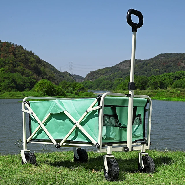 Kültéri Kocsi Hordozható Kerti Kosár Összecsukható Ultra Könnyű Bevásárló Pushcart Piknik Strand - Image 5