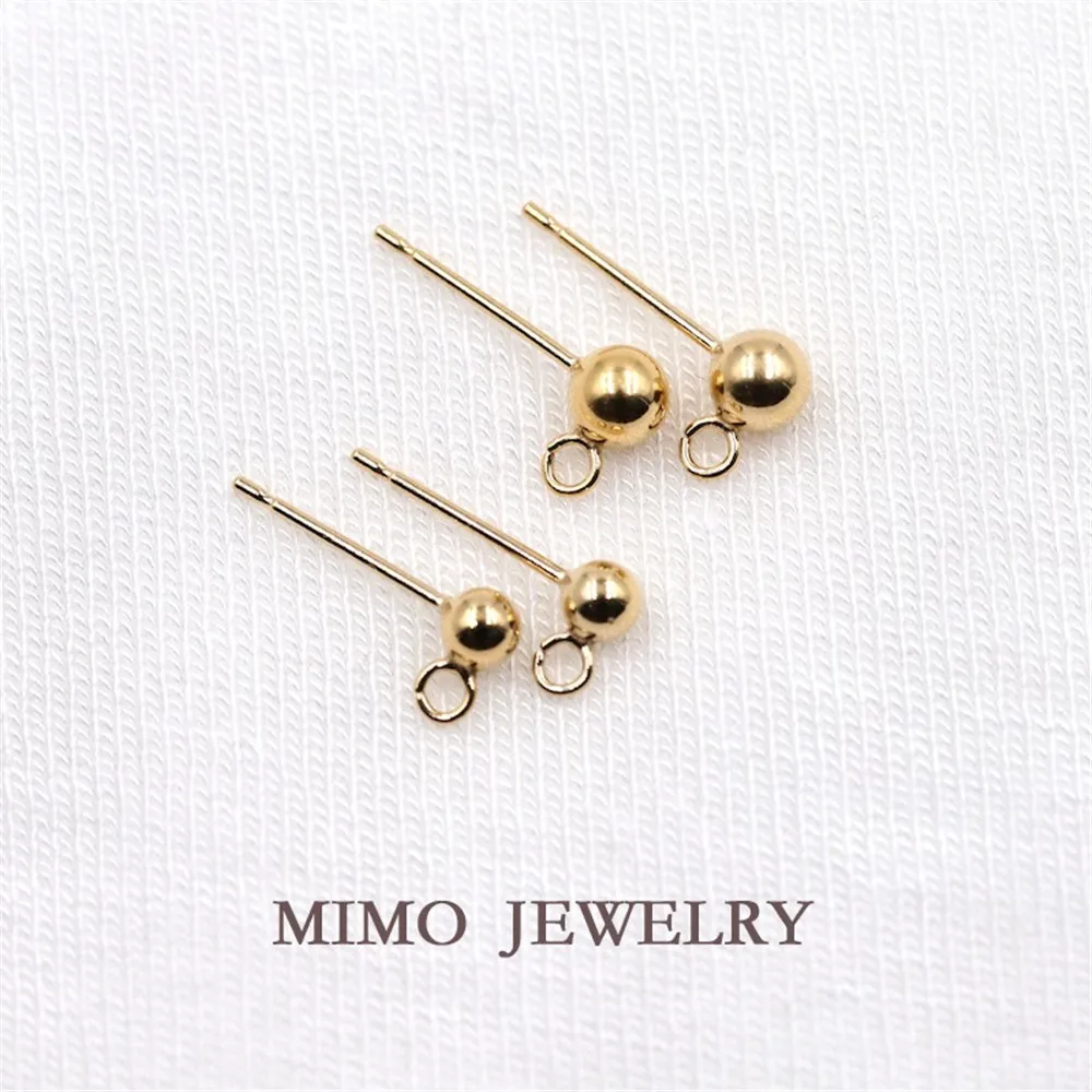 

United States 14K Gold Filled 3mm4mm gold bead earrings with ring handmade DIY ear accessories