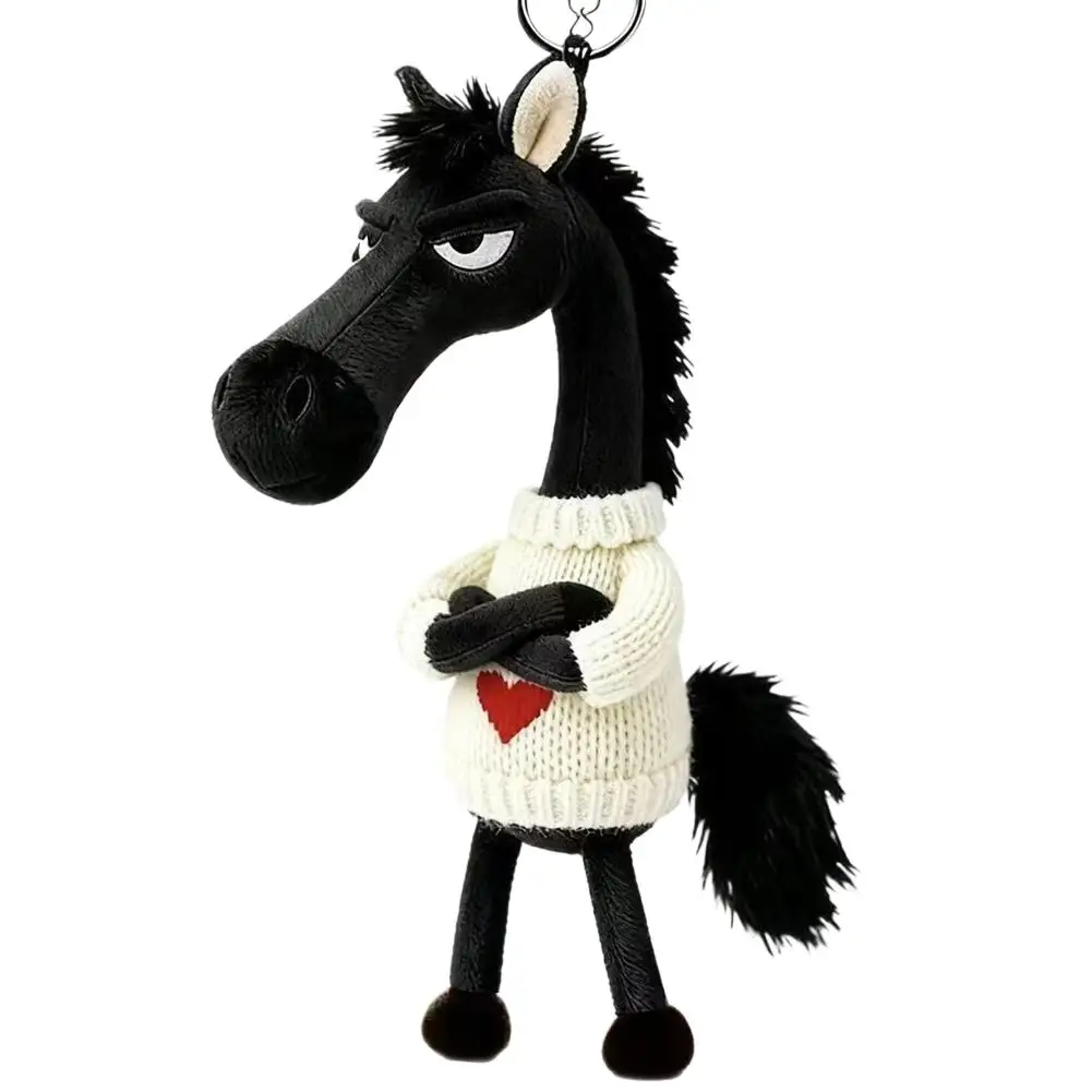Plush Black Horse Keychain and Backpack Pendant: 2026 Year of the Horse Mascot