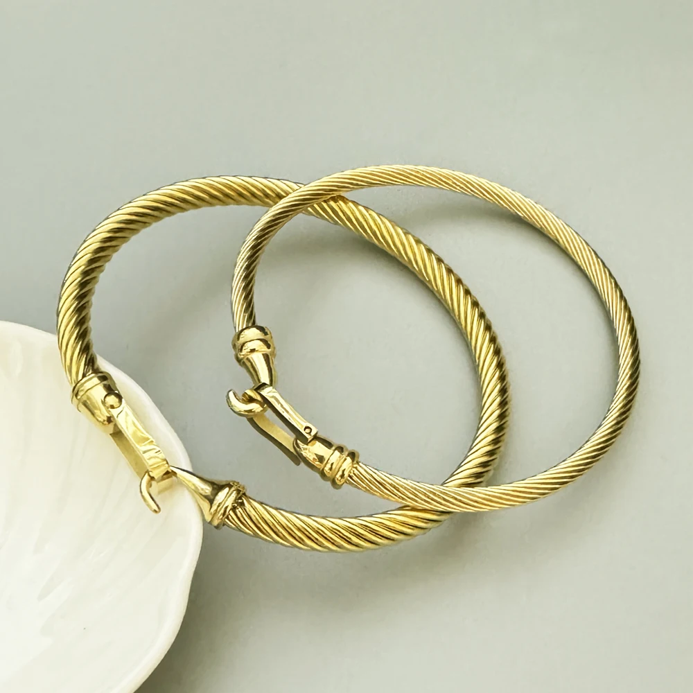 Trendy Charm Cuff Tie Knot Bracelets And Bangles for Men 3 Colors Stainless Steel 304 Wire Thin Simple Gift Jewelry