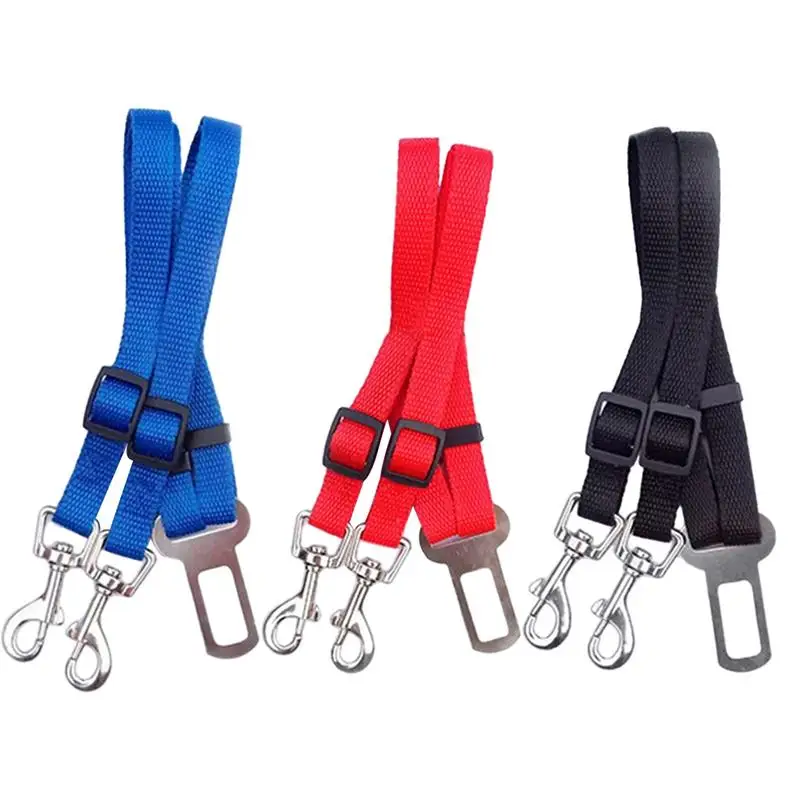 Adjustable Pet Cat Dog Car Seat Belt Pet Seat Vehicle Dog Harness Lead Clip Safety Lever Traction Collars for Travel Walking