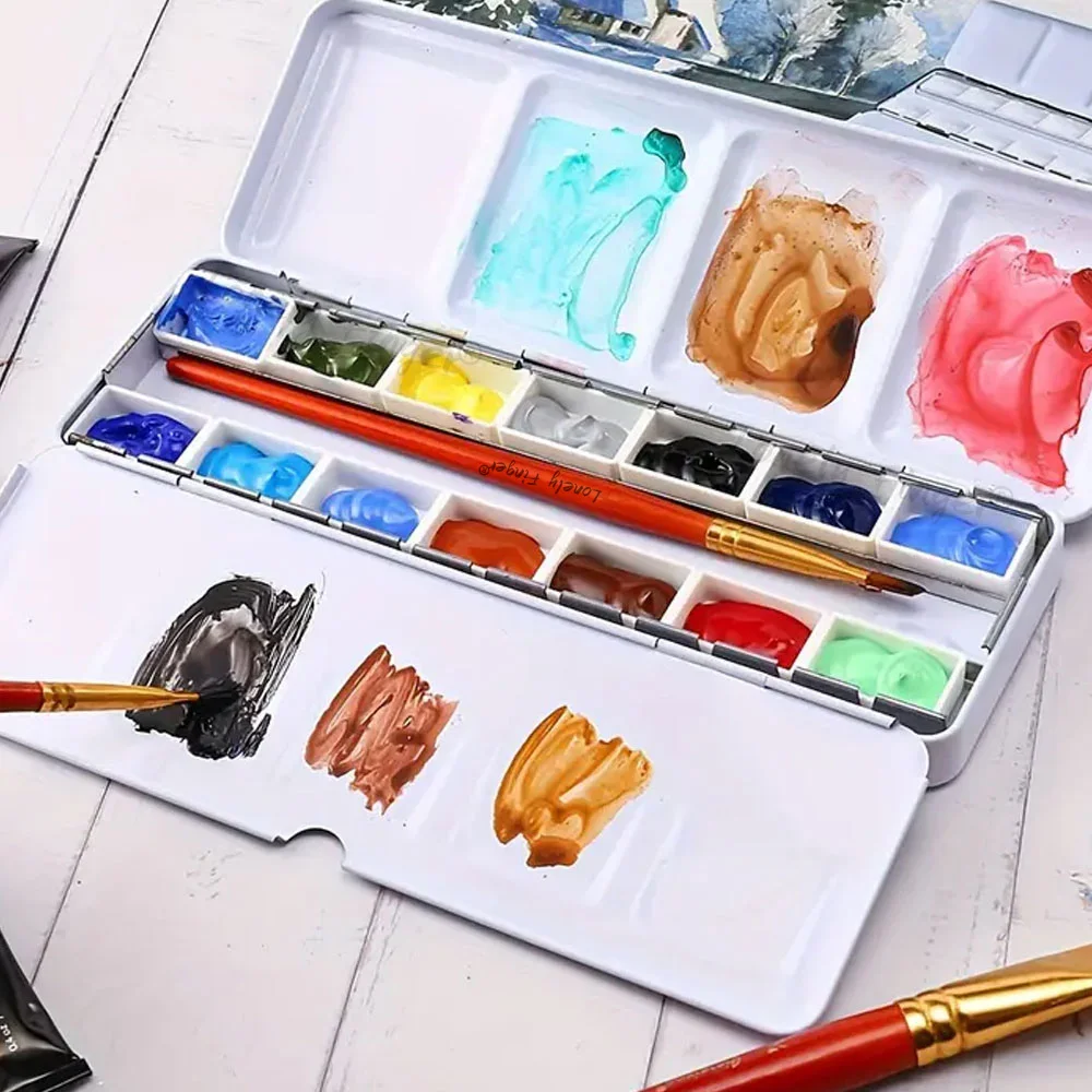 Empty Watercolor Tin Palette: Travel Water Color Paint Palette with 14/26 Pans - Portable Watercolor Box with Mixing Tray lid 5