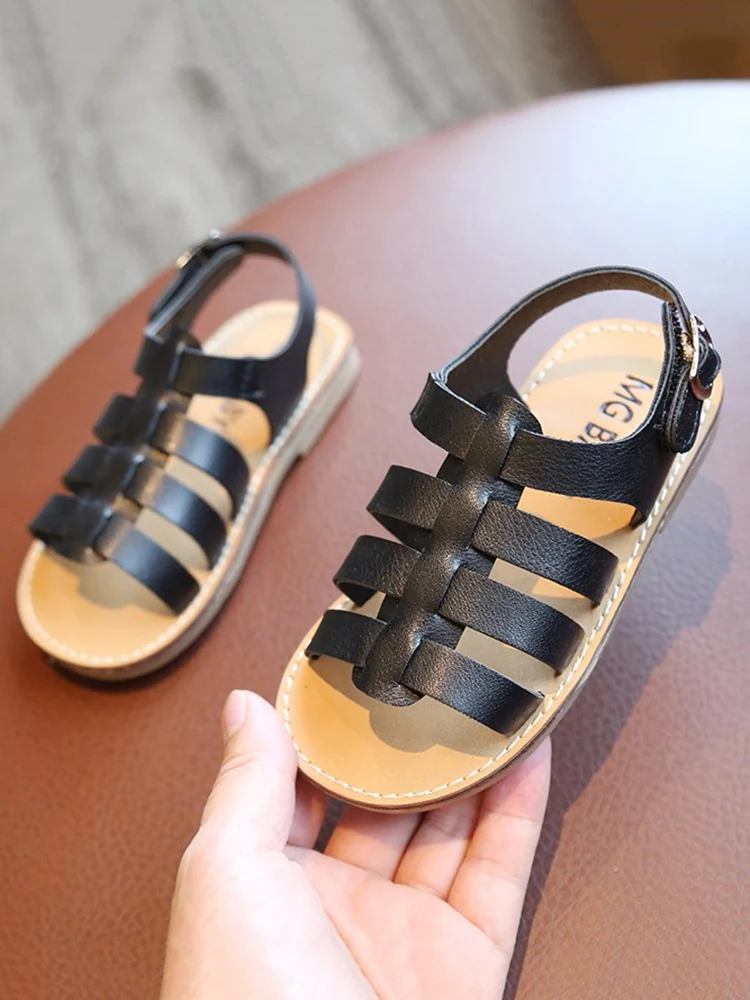 

Summer Children Cross Weave Leather Sandals Toddler Boys Little Girls Beach Shoes Kids Baby Sport Sandalias Infant 3-6Y Flats