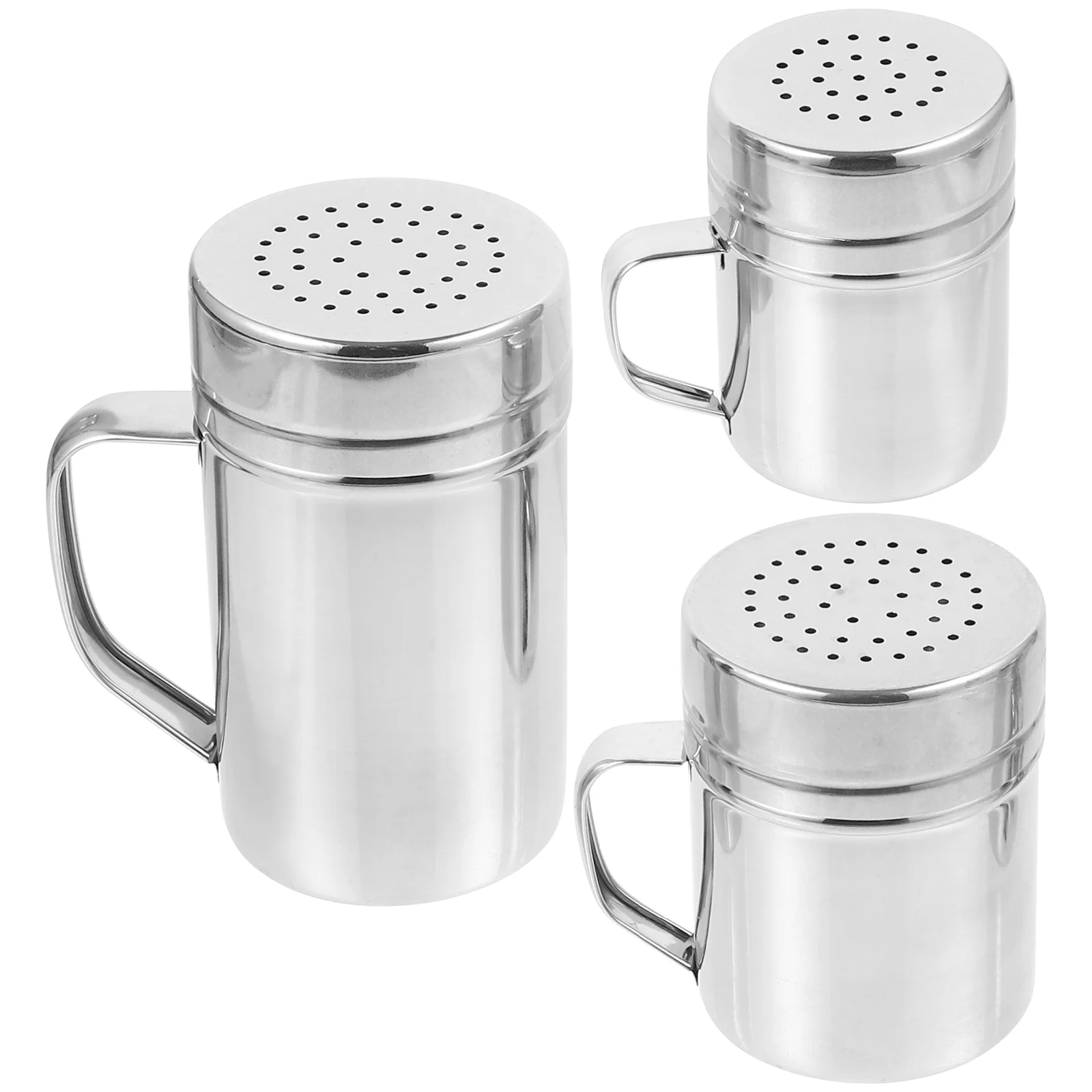 

3 Pcs Stainless Steel Powder Can Pepper Flour Shakers Sugar with Lid Baking Utensils