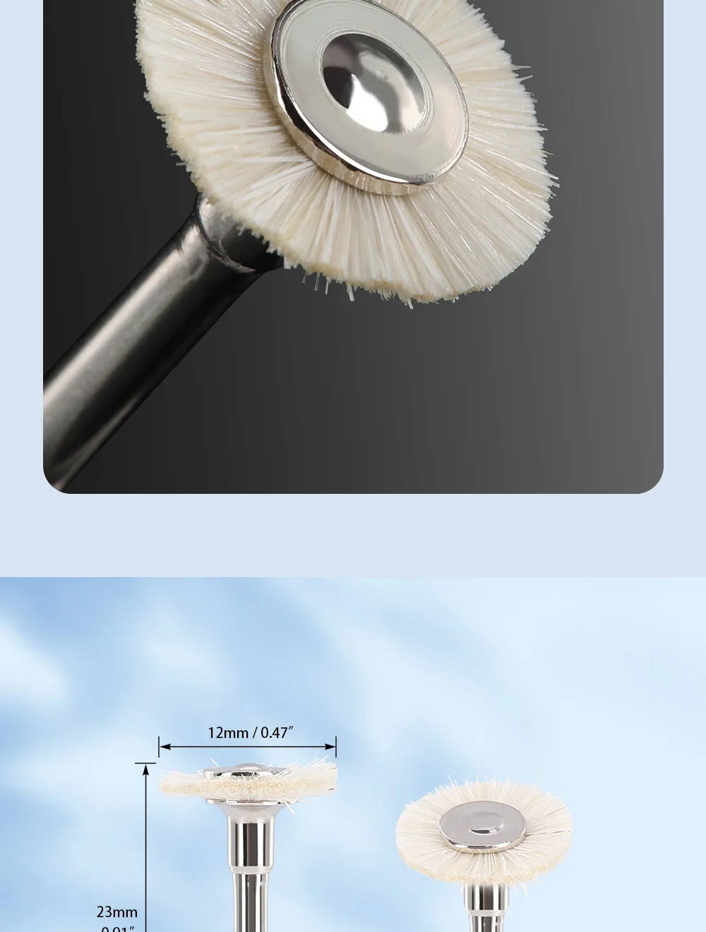 JOY DENTAL 5 Stück Dental-Polierbürste, Filzrad, Wolle, Baumwolle, Polierbürsten, Polierer für Drehwerkzeuge, 2,35 mm Polierscheibe – Detail 3