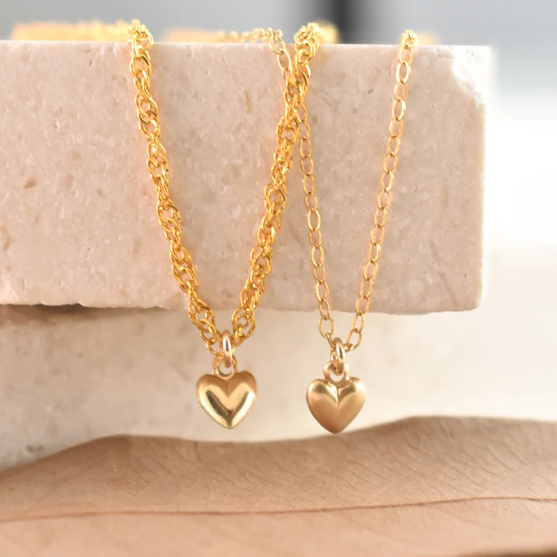 Herz 14K Gold gefüllt Anhänger Herz Charm Schmuck für DIY Armband Halskette Herstellung Schmuckzubehör – Detail 14