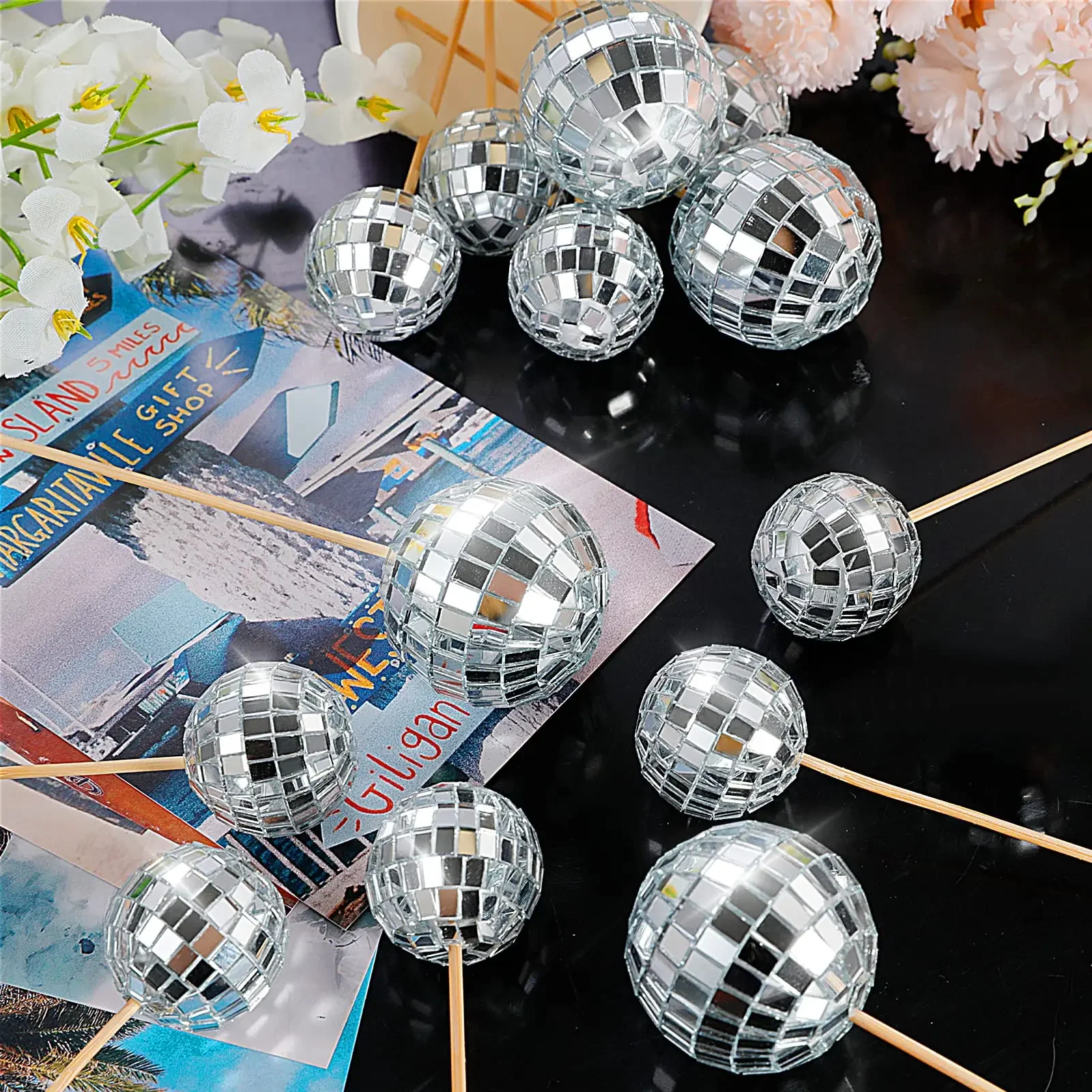 20 stuks discobol, taarttoppers, disco taarttoppers, set 1970S