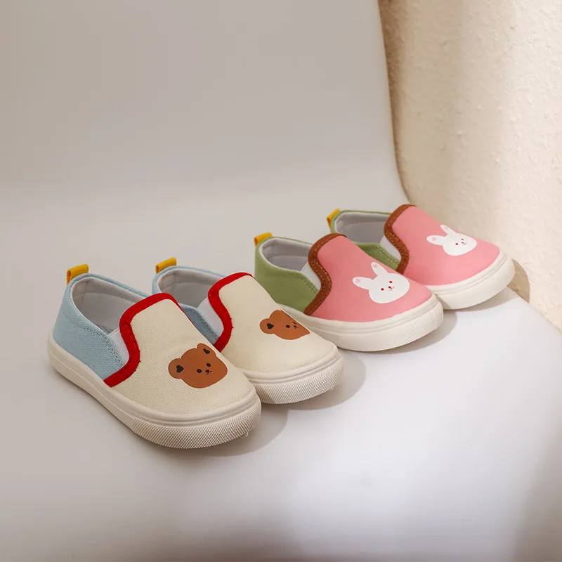 Children's Canvas Shoes Korean Version of Breathable Shoes for Boys and Girls Baby Toddle Shoes Cute Kids Shoes Kindergarten new cartoon clogs rubber soled children s slippers summer boys and girls cute baby hole shoes soft soled kindergarten slippers