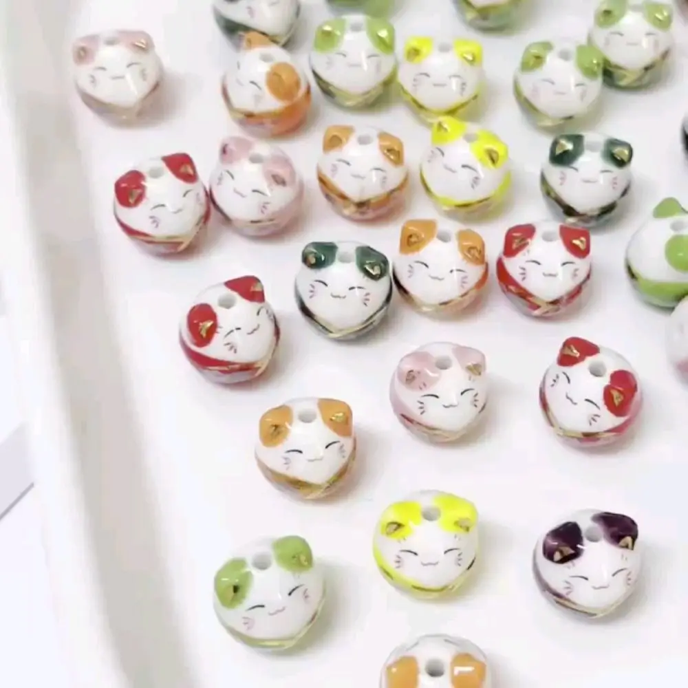 Plutus Cat Beads Maneki-Neko Beads Accessorio Per Gioielli Fai Da Te Fortune Cat Allentato Spacer Beads Kitty Cat Making Bracciale