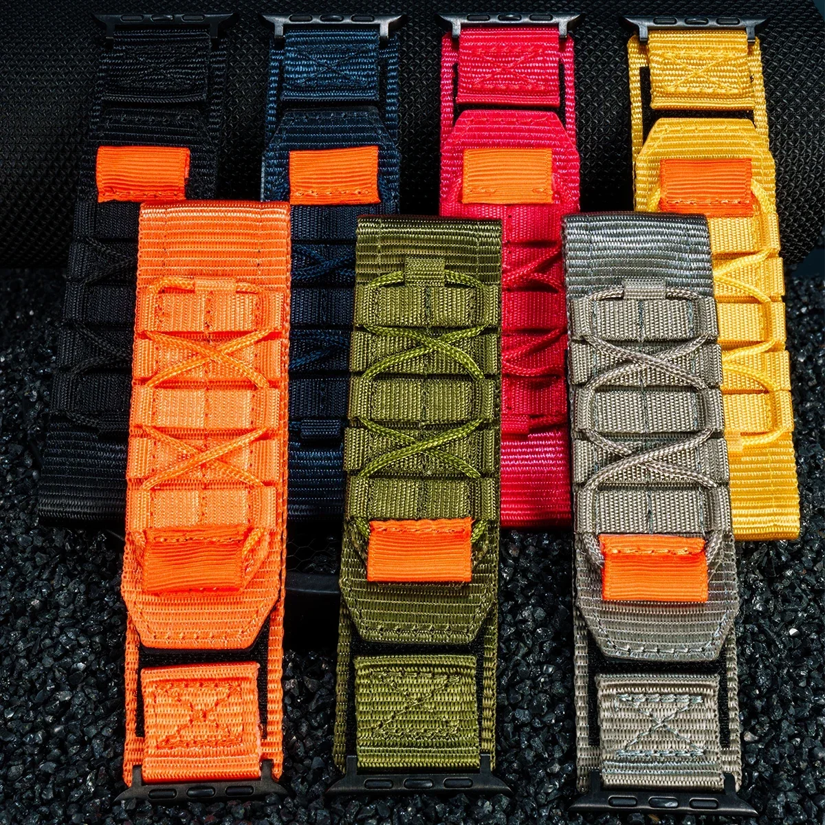 Durable Nylon Wrist Strap with TPU Protective Case for Apple Watch - Tactical Sports Band Bracelet