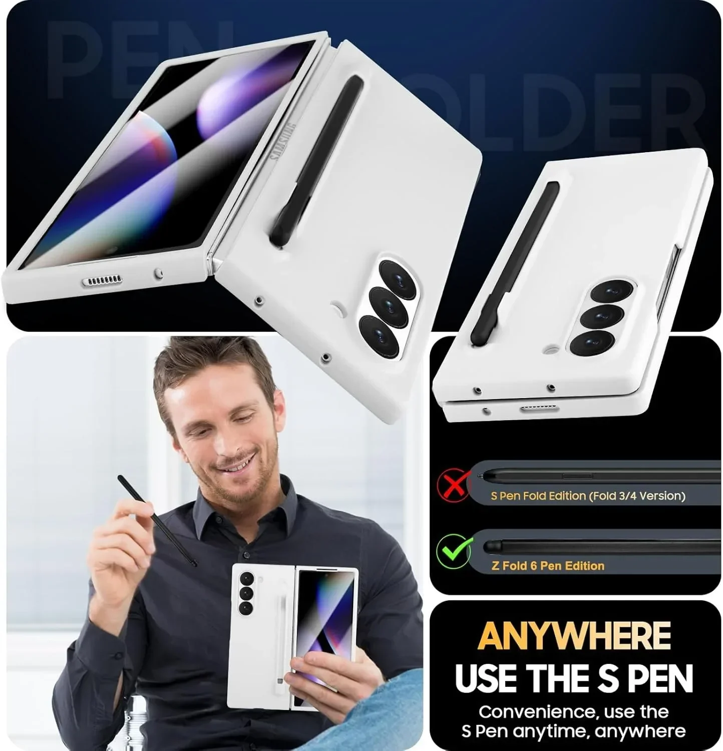 Matte Solid Color Case with S Pen Holder and Slim Screen Protector